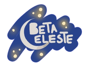 Beta Celeste logo on top of a starry sky
